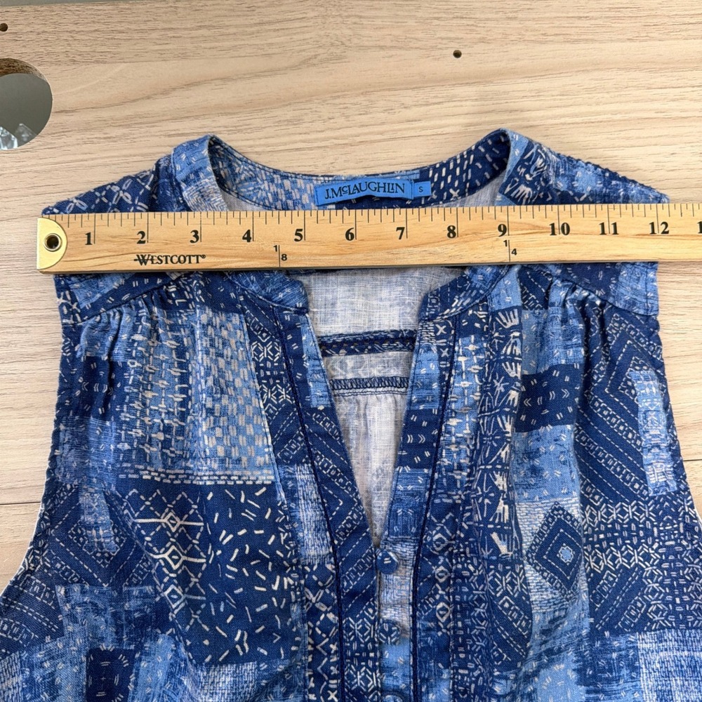 J. McLaughlin Sleeveless Patchwork Print Shift Dress Blue Small Excellent - Picture 4 of 7
